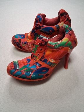 Bold Multicolor Graphic High Heel Sneakers for Women